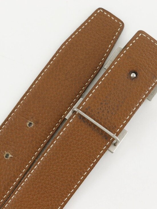 HERMES H belt 85 belt reversible Black / Brown Calfskin unisex